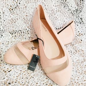 Torrid blush curved mesh faux suede almond flats